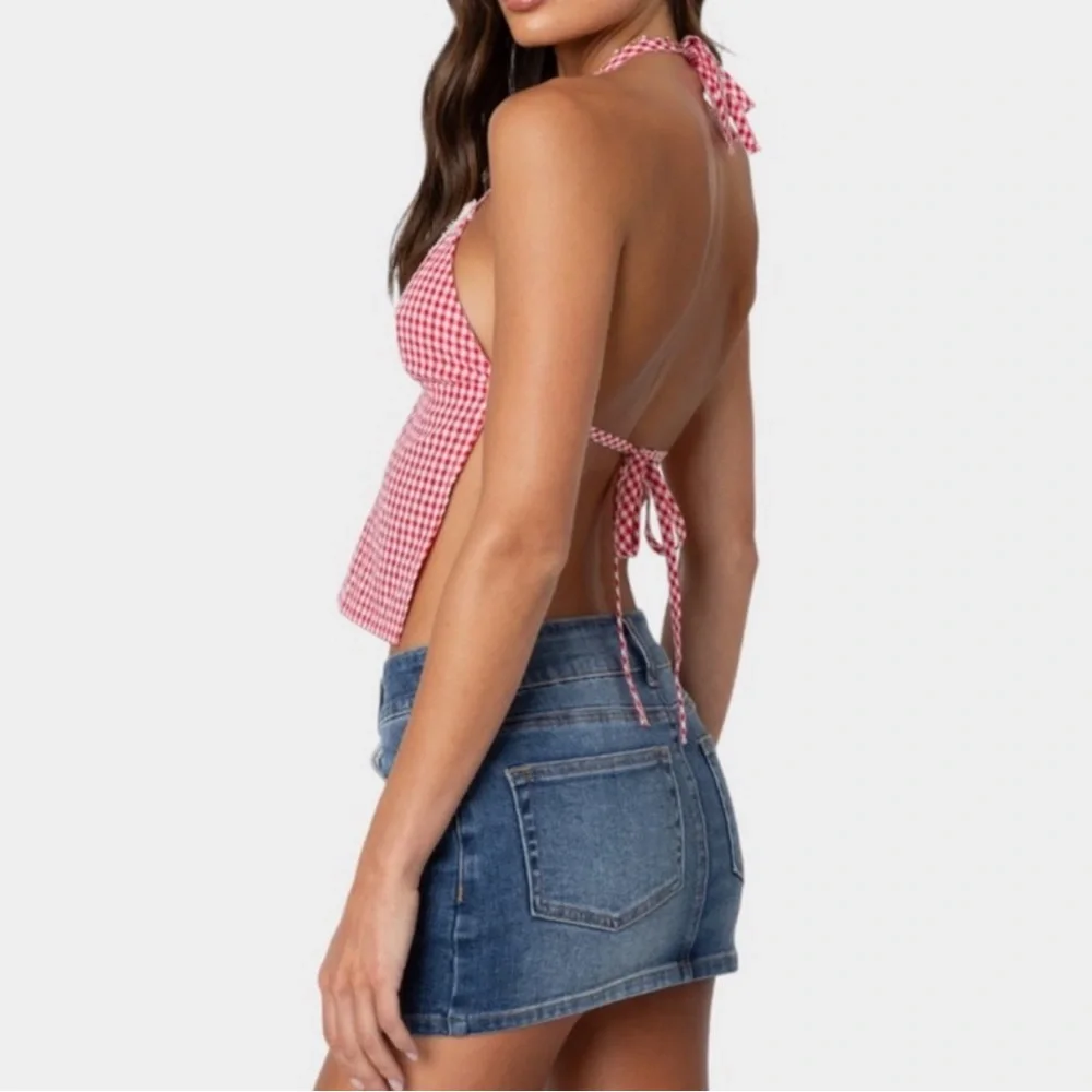 Edikted | Charmaine Open Back Gingham Top - Picture 2 of 12